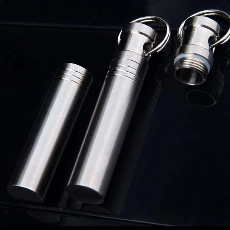 1pcs Titanium Alloy Keychain Waterproof Box Sealed Container Outdoor Storage EDC 07FC0E-D4 - KOEEK [4]