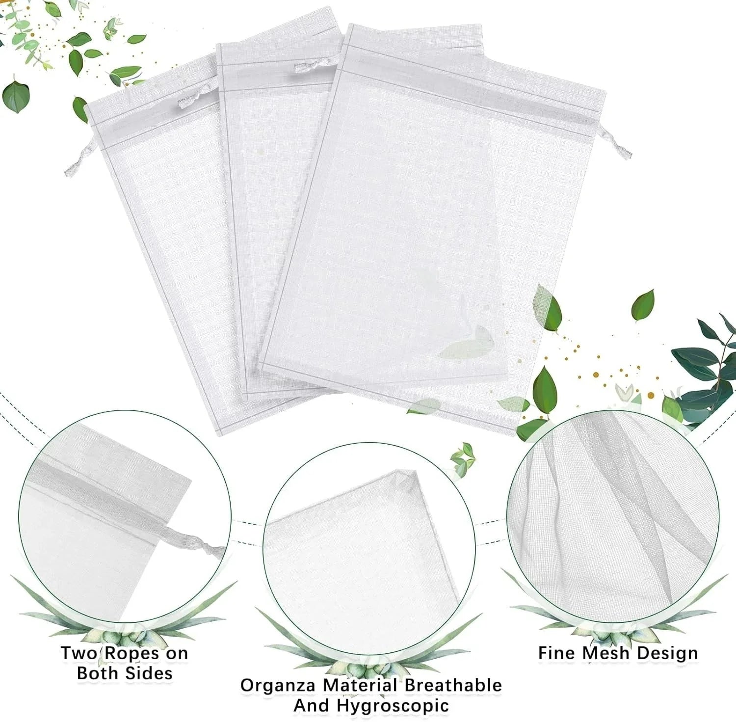 200 Pcs Fruit Protection Bags with Drawstring - White, 6 x 8 Inch 07FC0E-D4 - KOEEK [3]