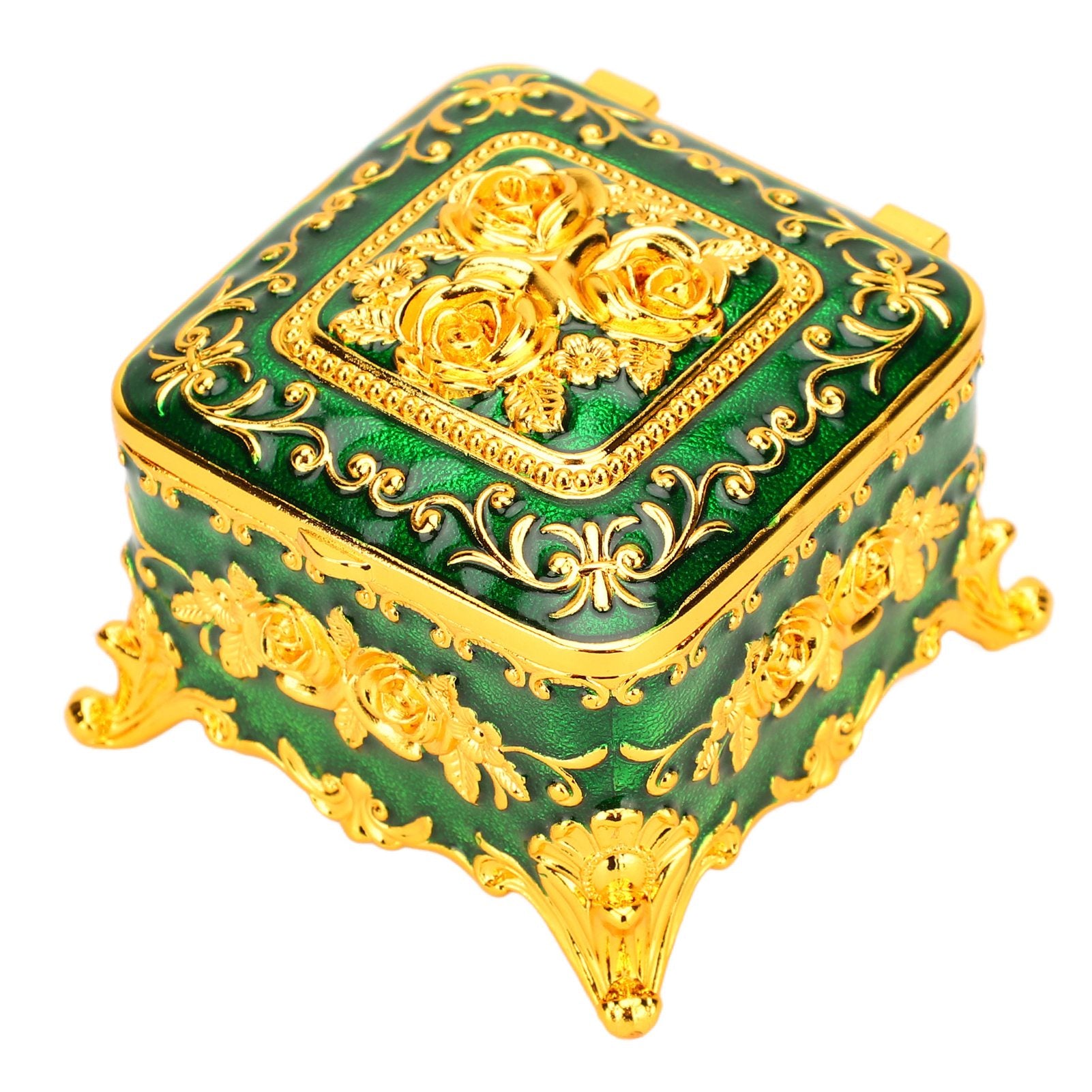 new Classic Trinket Storage Organizer Rose Pattern Ring Box for Earrings Necklaces koeek - KOEEK