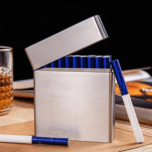 20 Stick Stainless Steel Cigarette Case Metal Portable Smoking Box For Men 07FC0E-D4 - KOEEK [3]