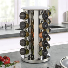 20-can rotating tabletop spice rack, polished stainless steel, black lid 07FC0E-D4 - KOEEK [2]