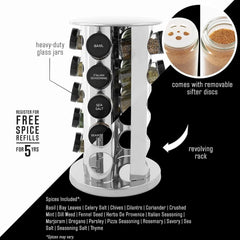 20-can rotating tabletop spice rack, polished stainless steel, black lid 07FC0E-D4 - KOEEK [4]