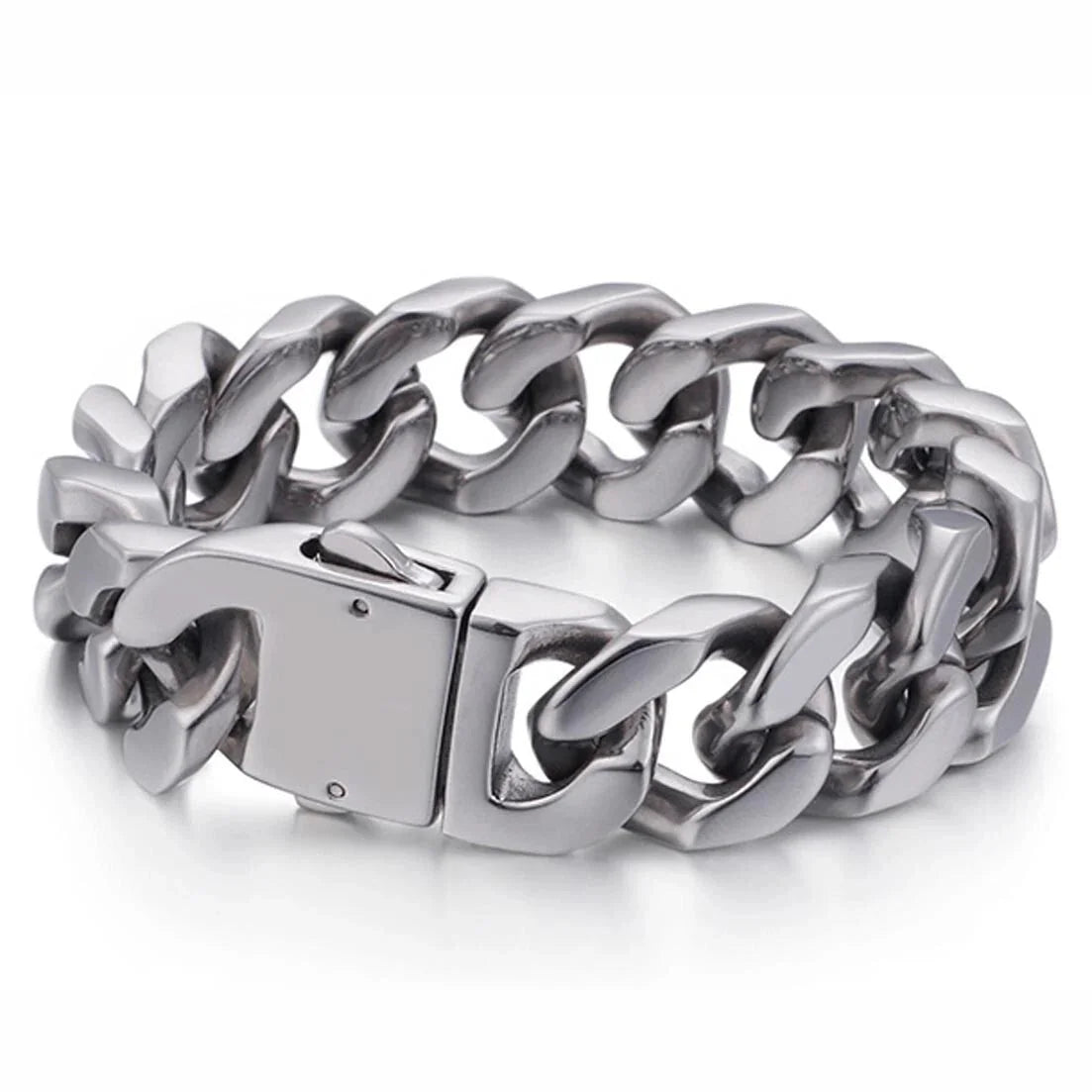 20mm Heavy Polished Silver Stainless Steel Curb Cuban Mens Chain Bracelet Gift 07FC0E-D4 - KOEEK [1]