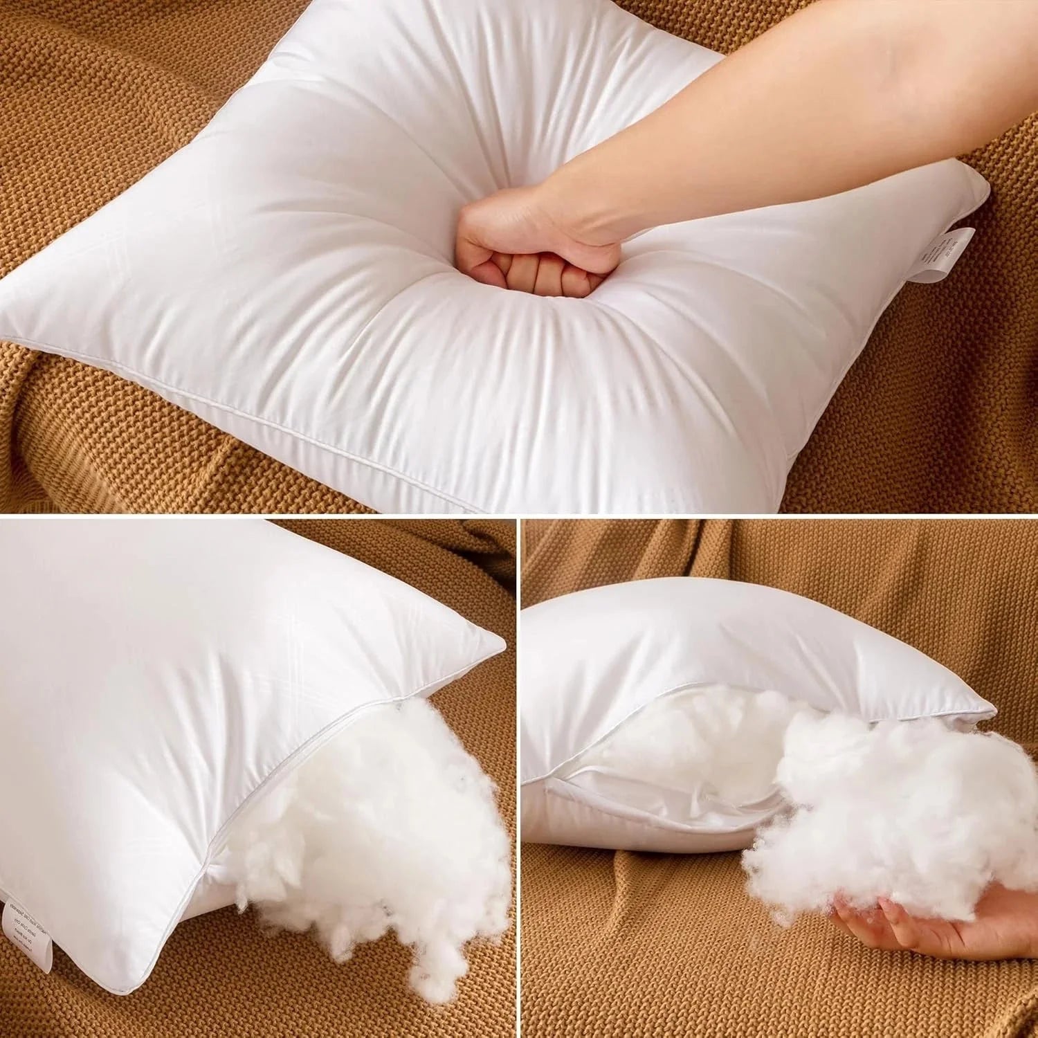 20x20 Decorative Pillow Inserts, Set of 2, White Square Pillow Inserts 07FC0E-D4 - KOEEK [6]