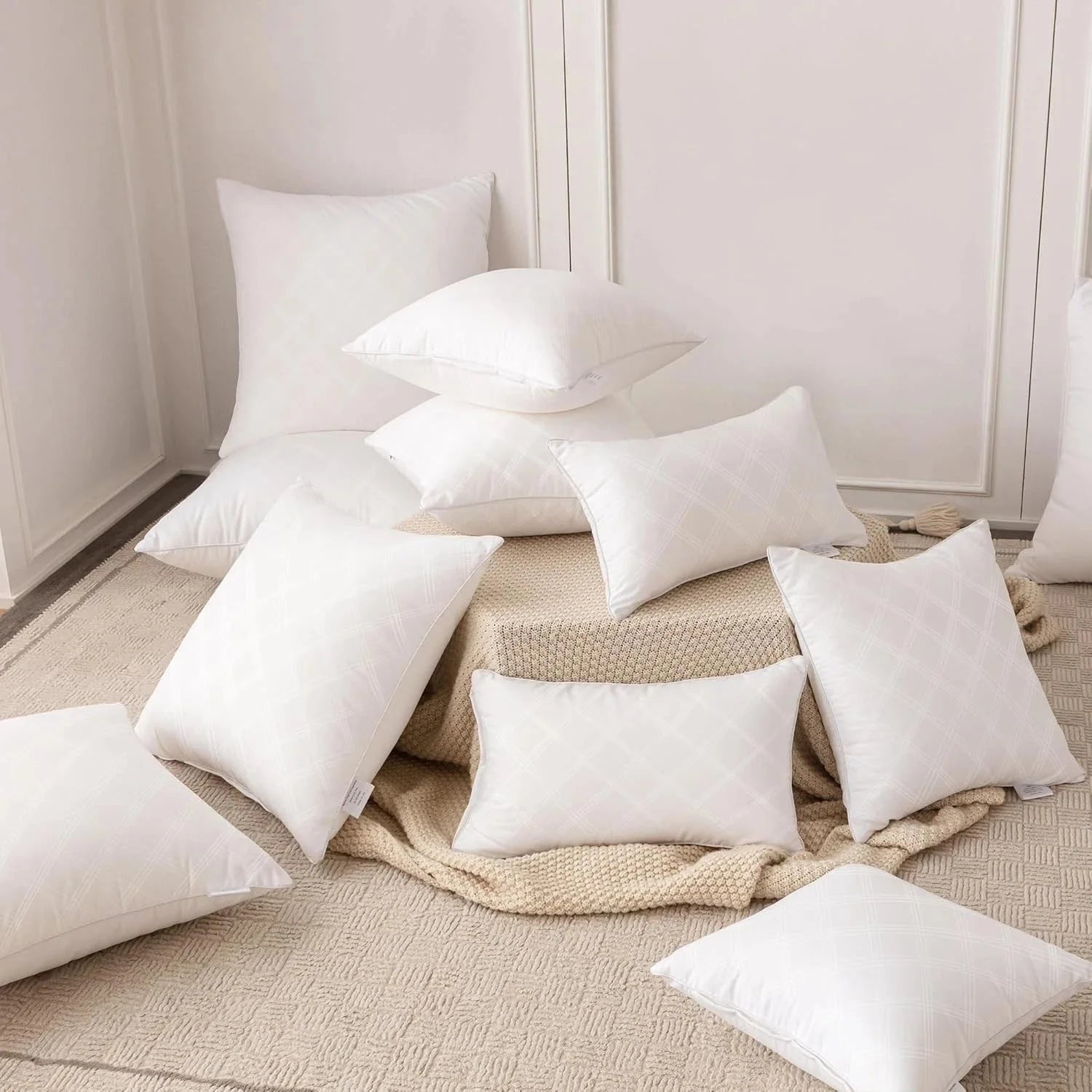 20x20 Decorative Pillow Inserts, Set of 2, White Square Pillow Inserts 07FC0E-D4 - KOEEK [8]