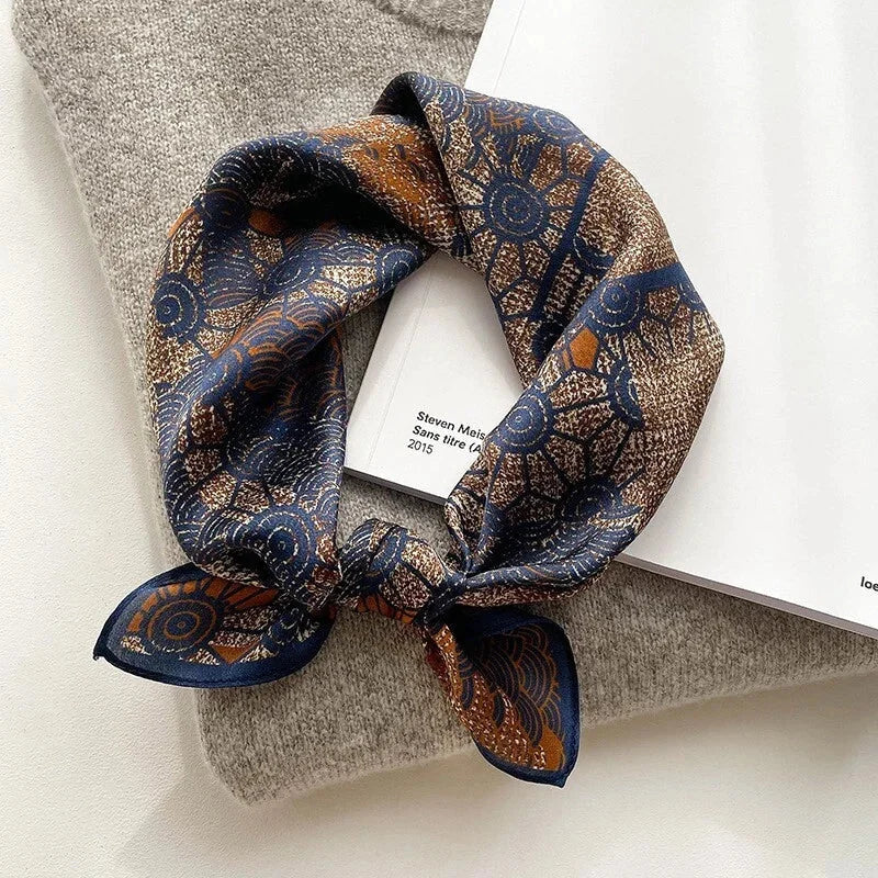 21'' Scarf Bandana Women Small Kerchief Wrap Tied Blue Orange  Mulberry Silk 07FC0E-D4 - KOEEK [1]