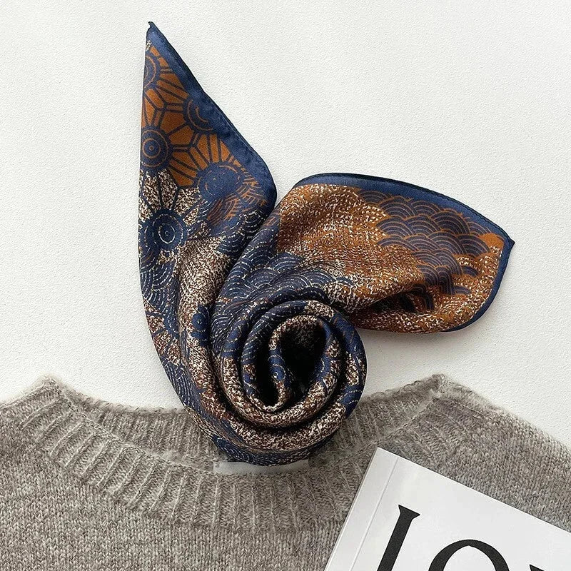 21'' Scarf Bandana Women Small Kerchief Wrap Tied Blue Orange  Mulberry Silk 07FC0E-D4 - KOEEK [2]