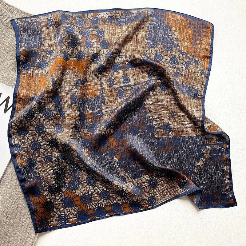 21'' Scarf Bandana Women Small Kerchief Wrap Tied Blue Orange  Mulberry Silk 07FC0E-D4 - KOEEK [3]