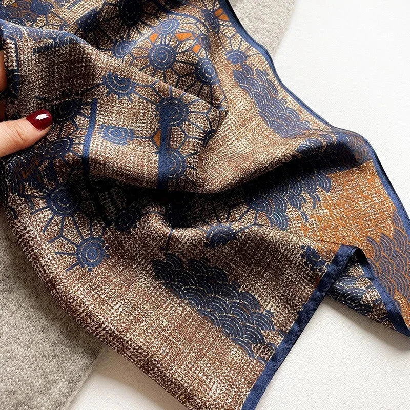 21'' Scarf Bandana Women Small Kerchief Wrap Tied Blue Orange  Mulberry Silk 07FC0E-D4 - KOEEK [5]
