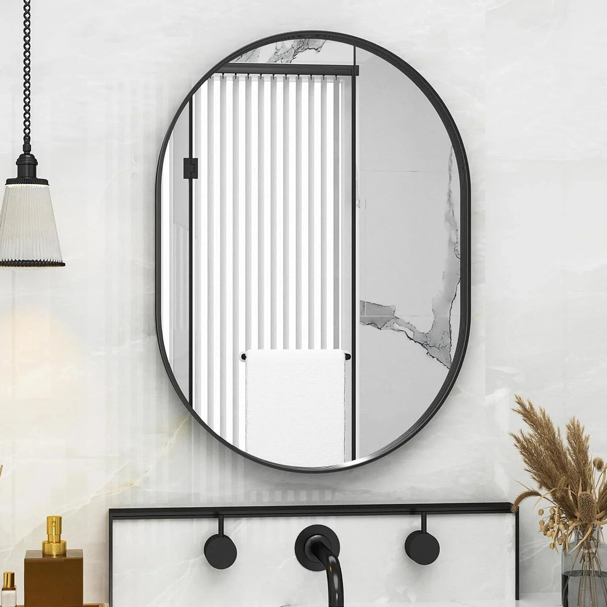 22"x30" Bathroom Mirror,Bathroom Vanity Mirror Metal Framed,Wall-Mounted Mirrors 07FC0E-D4 - KOEEK [1]