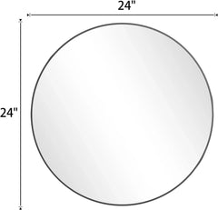 24 Inch Round Mirror, Metal Frame Circle Mirror, Wall Mounted for Entryway 07FC0E-D4 - KOEEK [3]