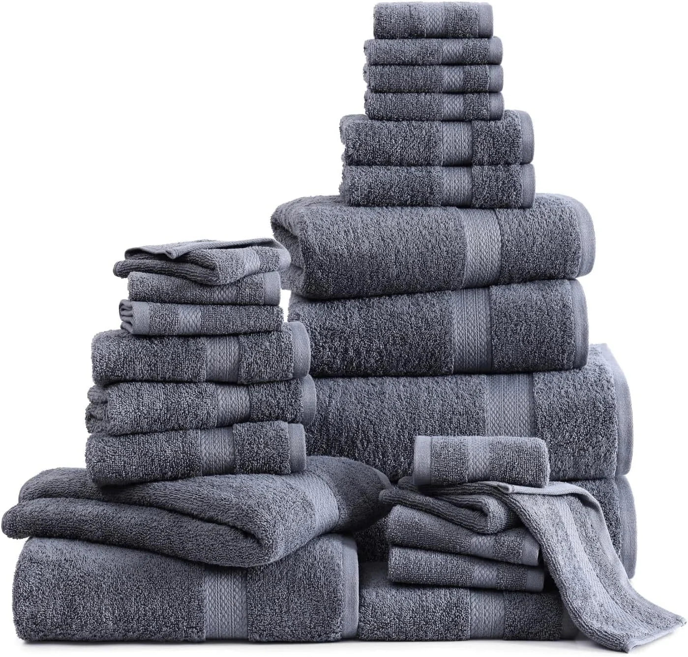 24 Piece Bath Towel Set -  Cotton Bath Towel, Absorbent Towel for Bathroom 07FC0E-D4 - KOEEK [1]
