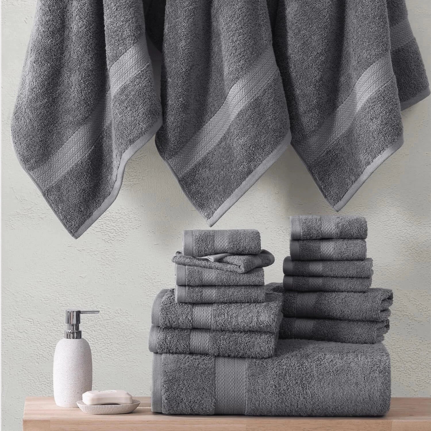 24 Piece Bath Towel Set -  Cotton Bath Towel, Absorbent Towel for Bathroom 07FC0E-D4 - KOEEK [7]