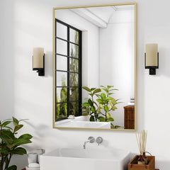 24"x32" Framed Bathroom Mirror for Wall Rectangle Mirror Aluminum Alloy Frame 07FC0E-D4 - KOEEK [1]