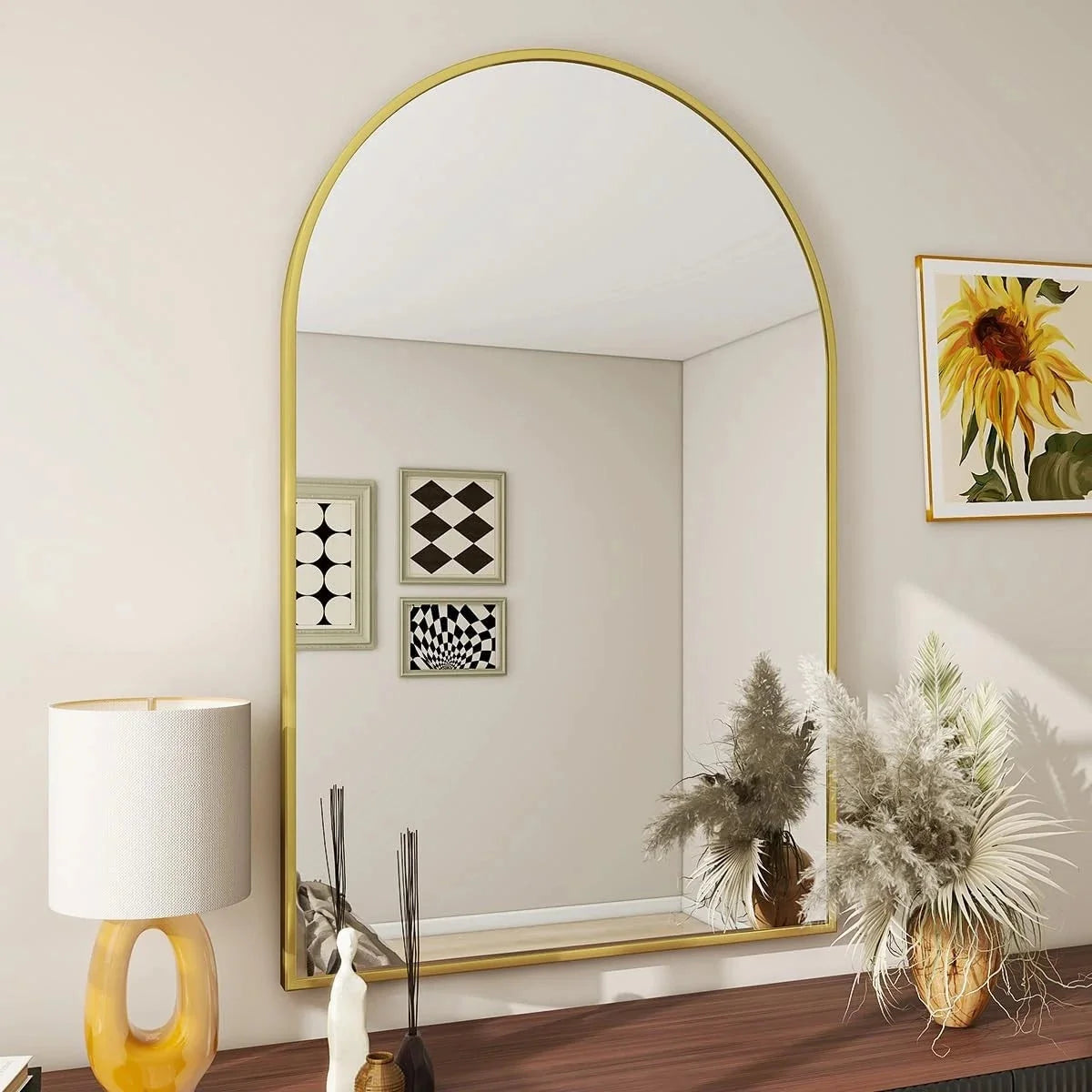 24"x36" Arch Bathroom Mirror, Wall Mounted Vanity Metal Frame Mirror for Bedroom 07FC0E-D4 - KOEEK [1]