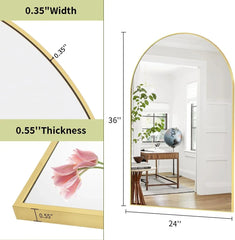24"x36" Arch Bathroom Mirror, Wall Mounted Vanity Metal Frame Mirror for Bedroom 07FC0E-D4 - KOEEK [4]