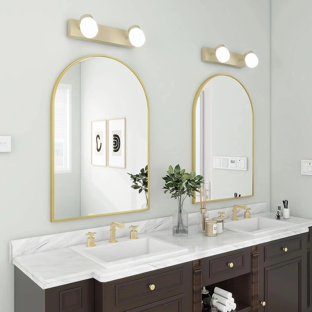 24"x36" Arch Bathroom Mirror, Wall Mounted Vanity Metal Frame Mirror for Bedroom 07FC0E-D4 - KOEEK [6]