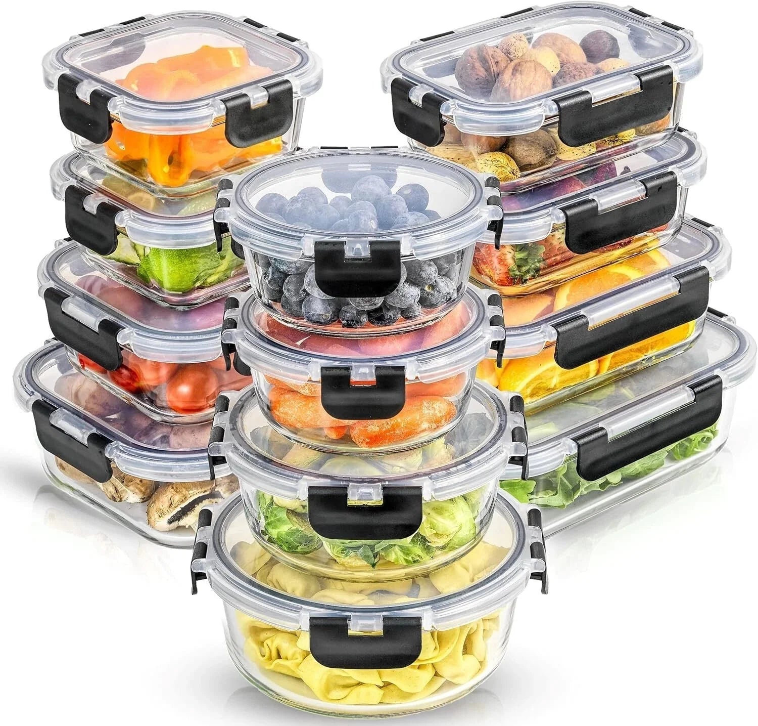 24pc Kitchen Storage Containers with Lids, Glass Meal Prep Container for Lunch 07FC0E-D4 - KOEEK [1]