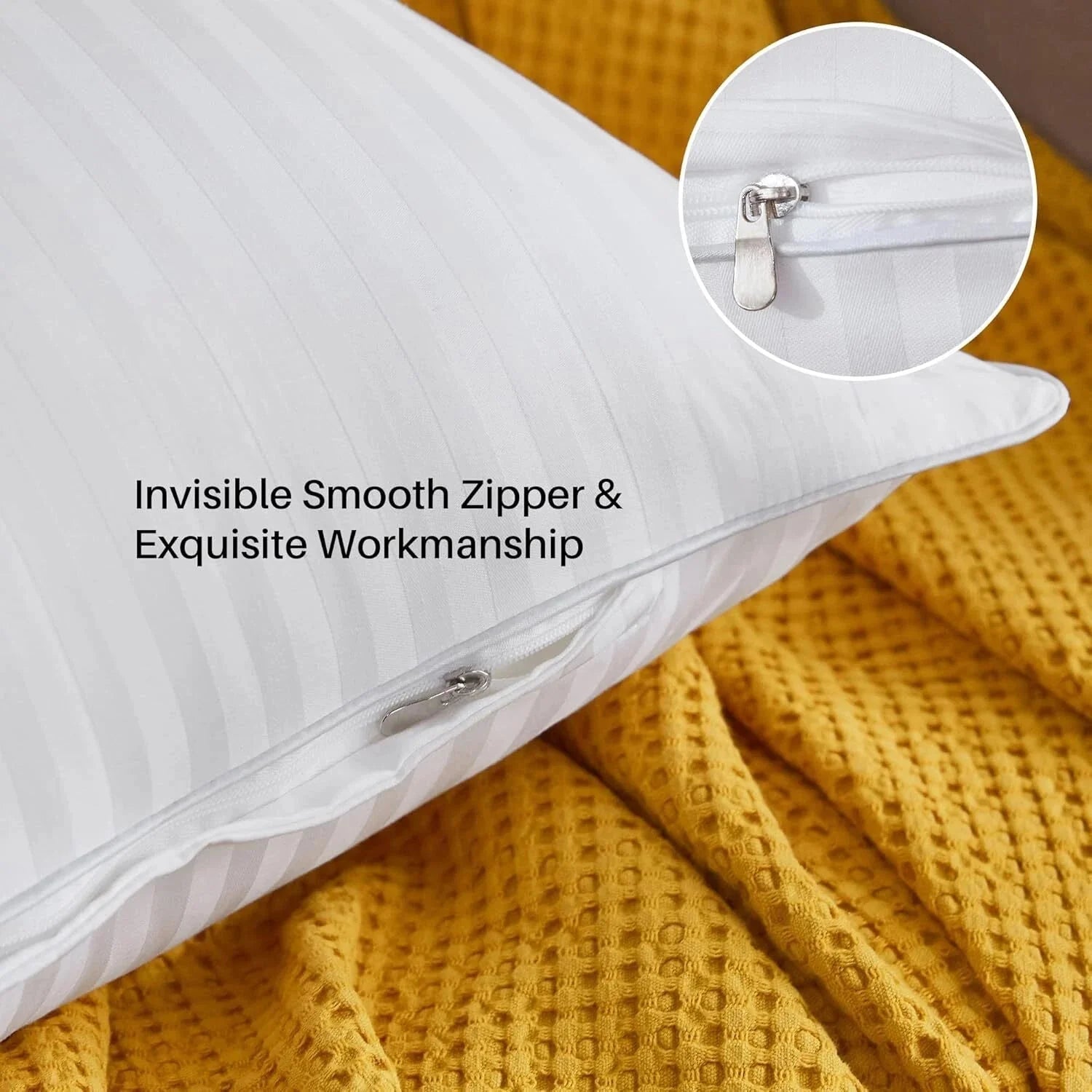 26 x 26 feather pillow cushion, soft cotton cover white cushion, 2 pcs. 07FC0E-D4 - KOEEK [5]
