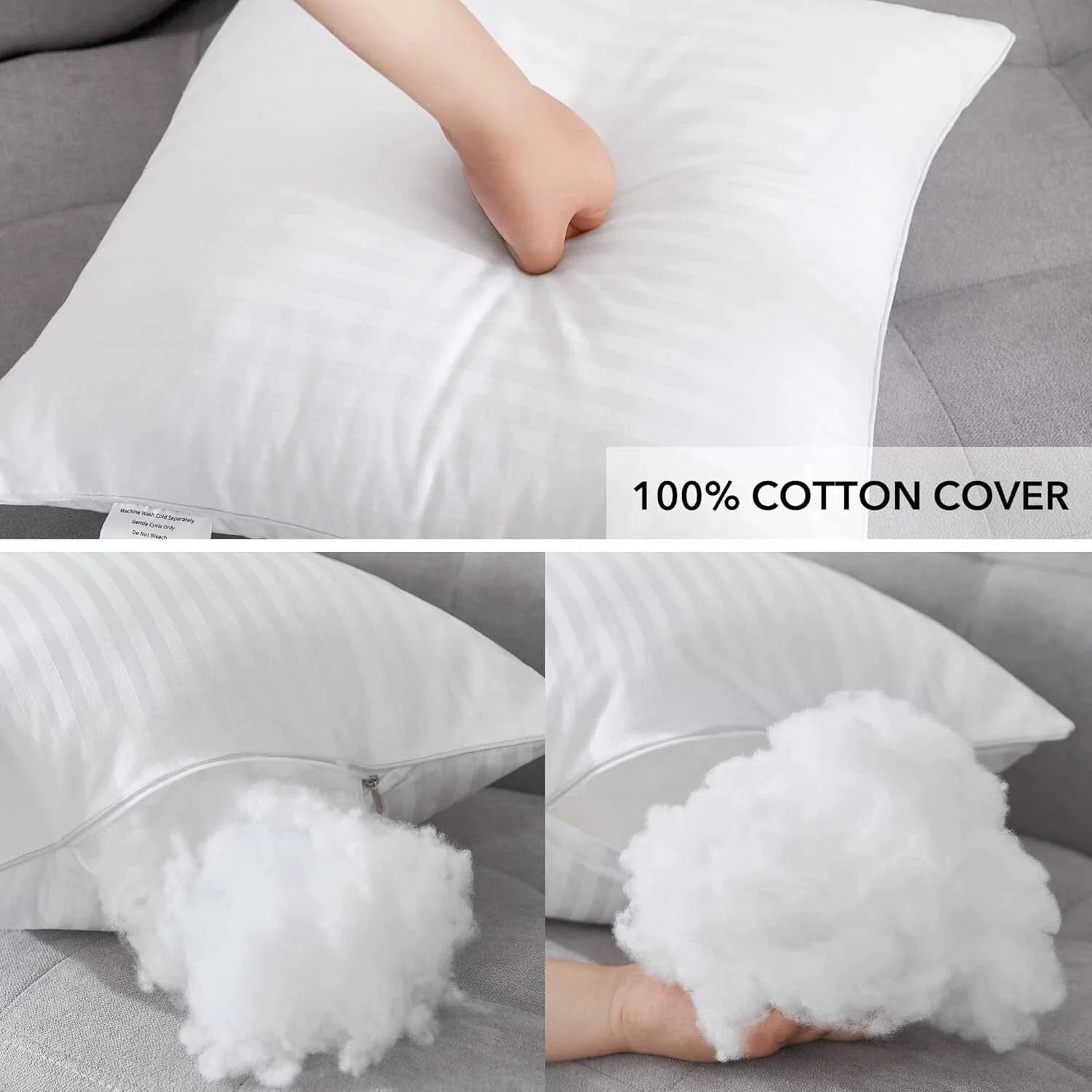 26 x 26 feather pillow cushion, soft cotton cover white cushion, 2 pcs. 07FC0E-D4 - KOEEK [6]