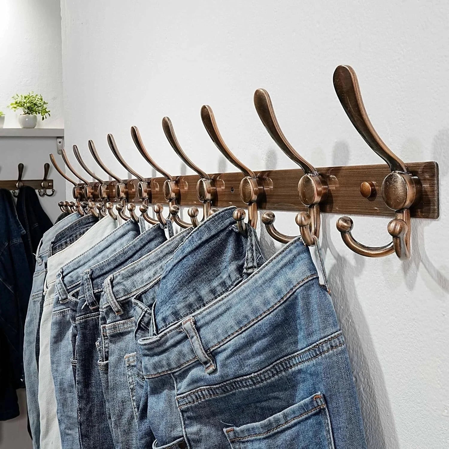 2.0 Coat Rack Wall - 37” Long 10 Tri Hooks - owels Antique Copper 07FC0E-D4 - KOEEK [6]
