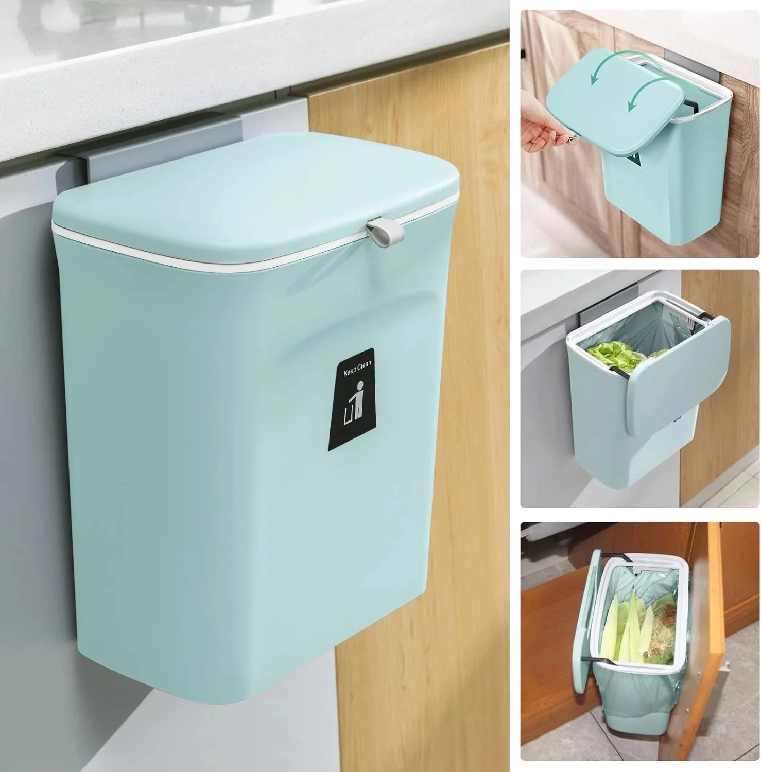 2.4 gallon kitchen compost bin, suitable for countertop or under sink 07FC0E-D4 - KOEEK [1]