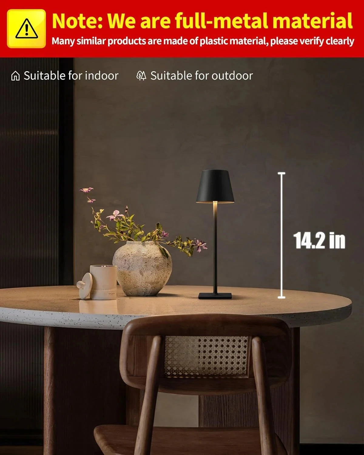 2 Pack Cordless Table Lamp,Portable LED Desk Lamp, 5000mAh Battery Operated 07FC0E-D4 - KOEEK [2]