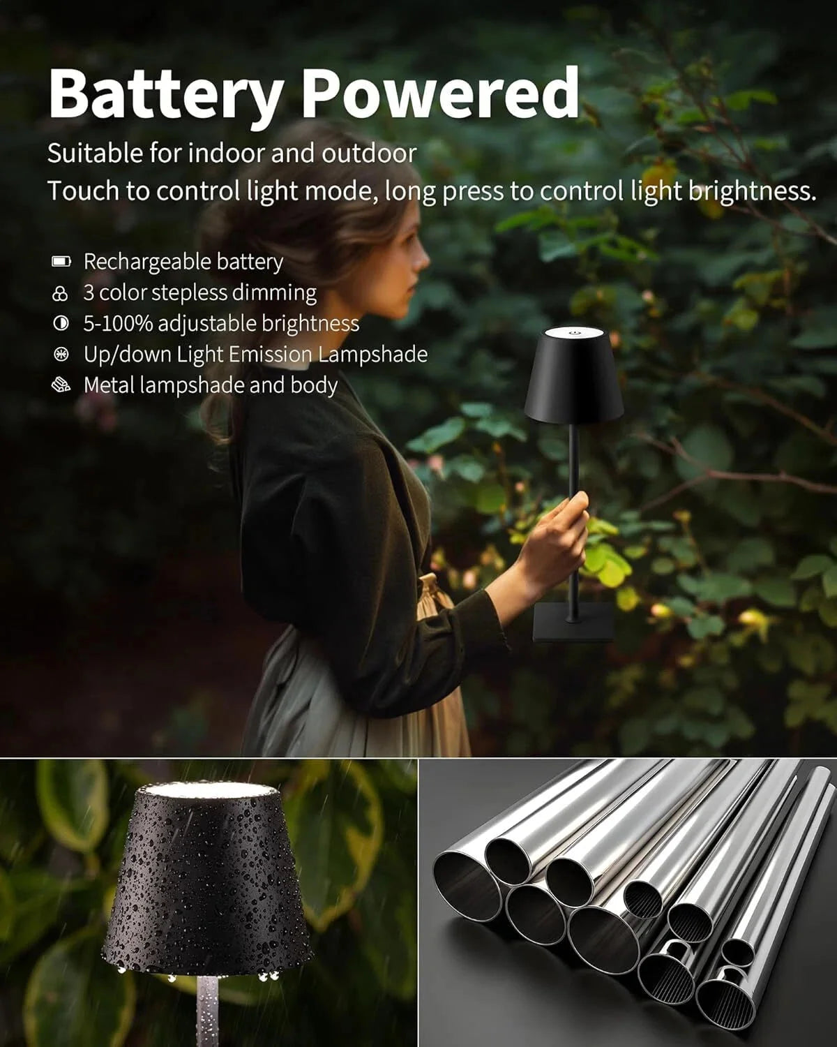 2 Pack Cordless Table Lamp,Portable LED Desk Lamp, 5000mAh Battery Operated 07FC0E-D4 - KOEEK [4]