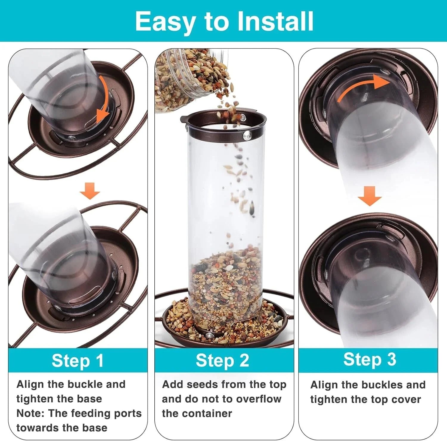 2 Pack Metal Wide Bird Feeders -Hanging Outdoor Bird Feeder with 1.6lbs Capacity 07FC0E-D4 - KOEEK [3]