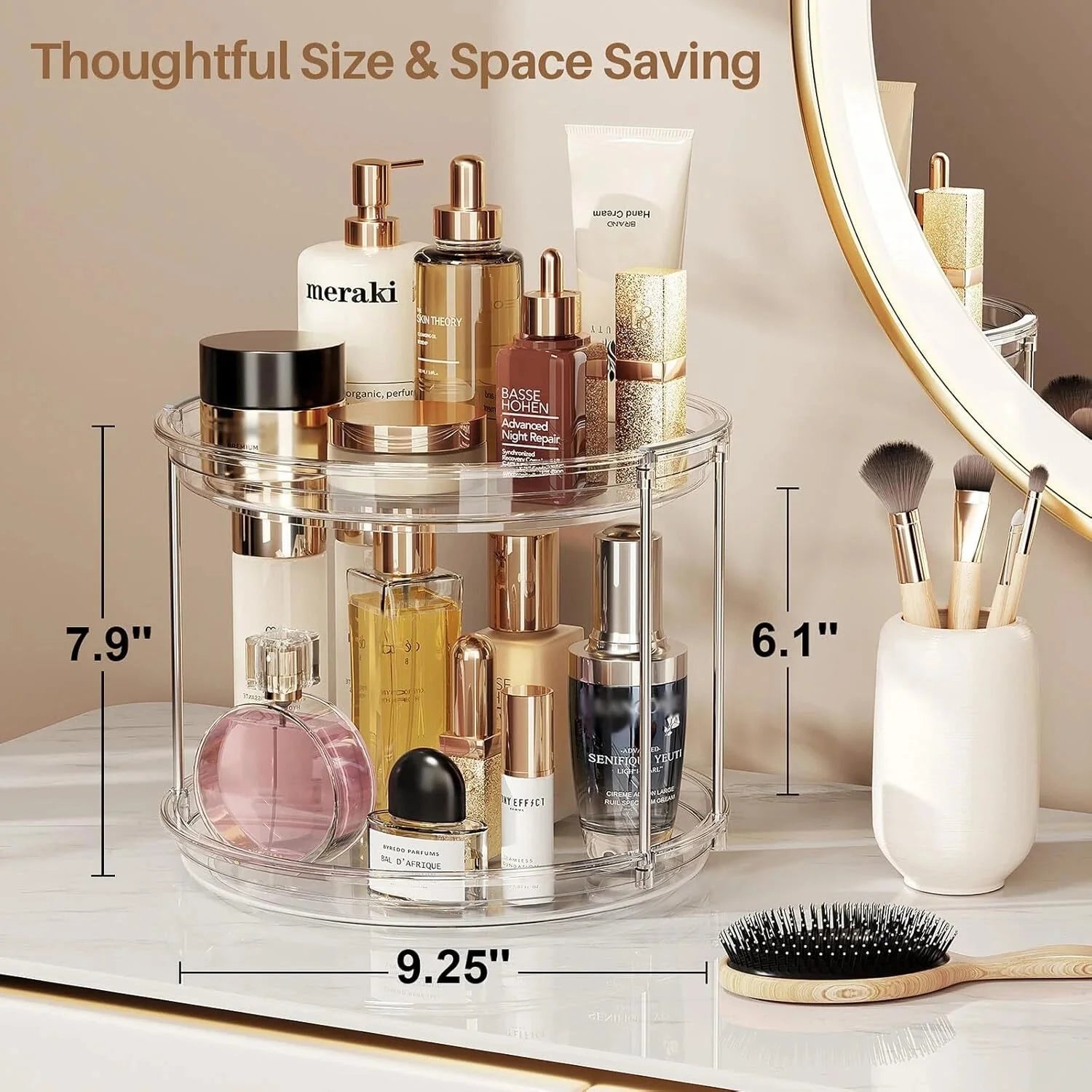 2 Tier Lazy Susan Turntable Organizer 9.25'' Rotating Spice Rack Organization 07FC0E-D4 - KOEEK [6]
