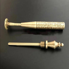 2 in 1 Carved Smoking Pipe Tamper Brass Pick Tool Tamp Vintage Tobacco 07FC0E-D4 - KOEEK [2]