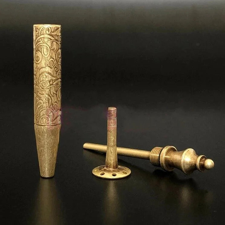 2 in 1 Carved Smoking Pipe Tamper Brass Pick Tool Tamp Vintage Tobacco 07FC0E-D4 - KOEEK [5]