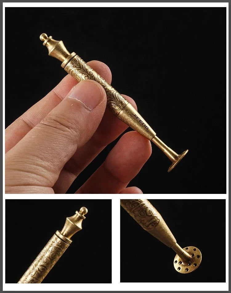 2 in 1 Carved Smoking Pipe Tamper Brass Pick Tool Tamp Vintage Tobacco 07FC0E-D4 - KOEEK [6]