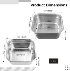 2-in-1 dishwashing basin set, stainless steel dishwashing basin with strainer 07FC0E-D4 - KOEEK [4]