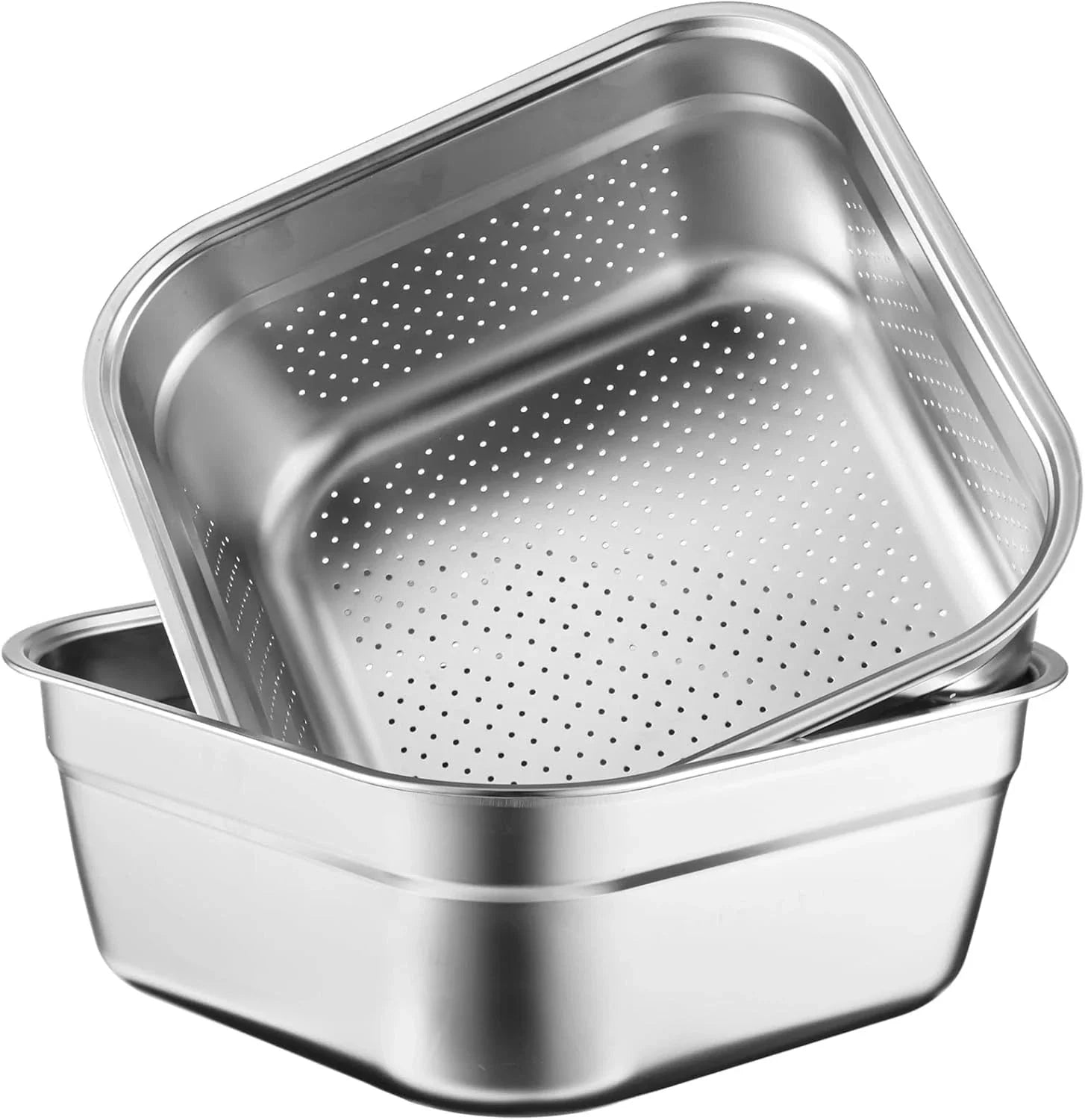 2-in-1 dishwashing basin set, stainless steel dishwashing basin with strainer 07FC0E-D4 - KOEEK [6]