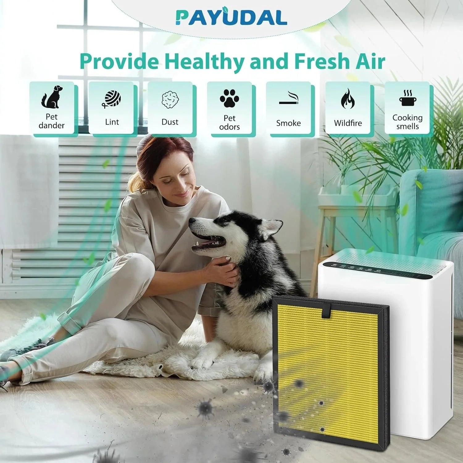 2-pack G3 A3 pet filter replacement parts, air purifier pet filter. 07FC0E-D4 - KOEEK [8]