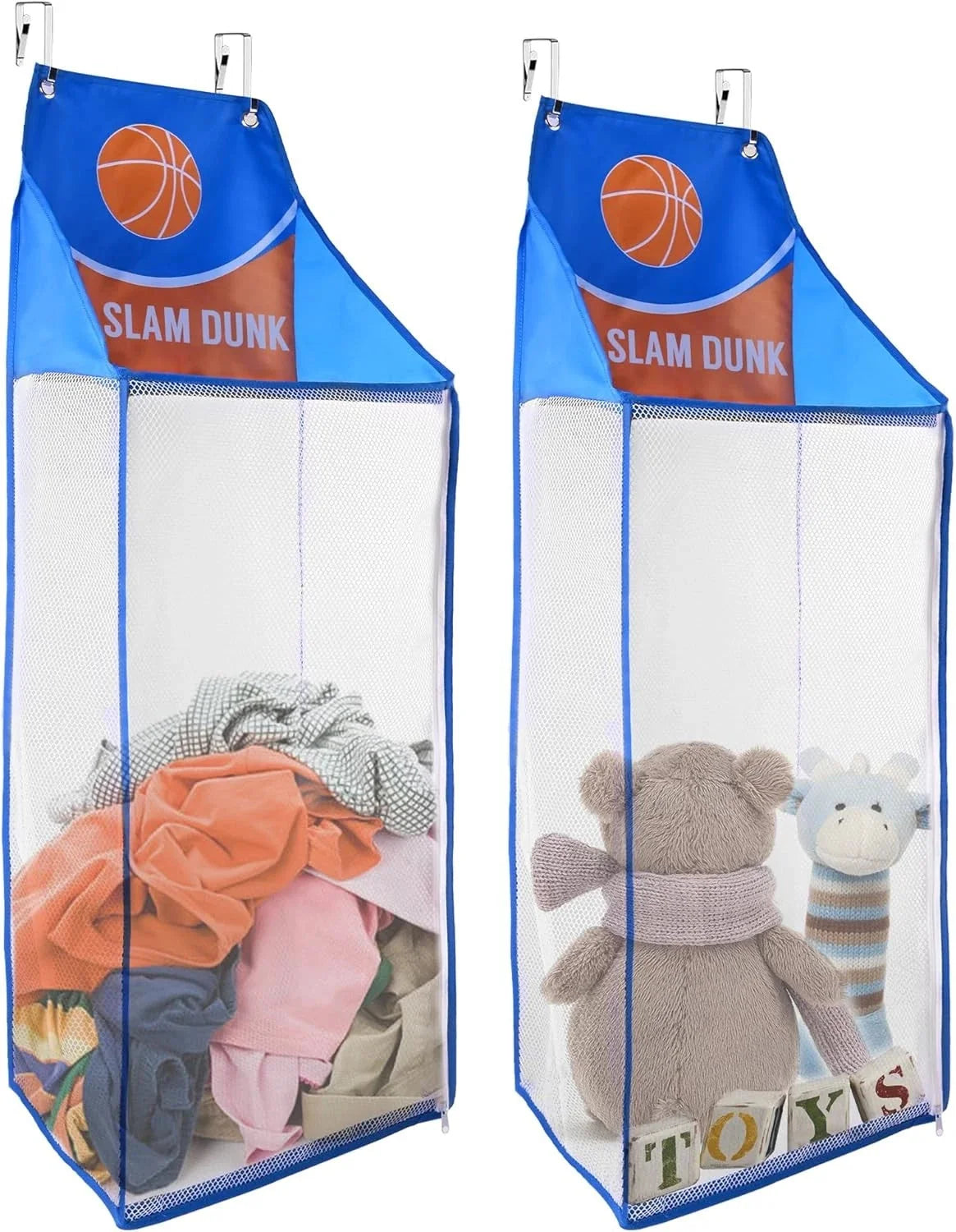 2-piece door-mounted laundry basket with zippered hanging basketball 07FC0E-D4 - KOEEK [1]