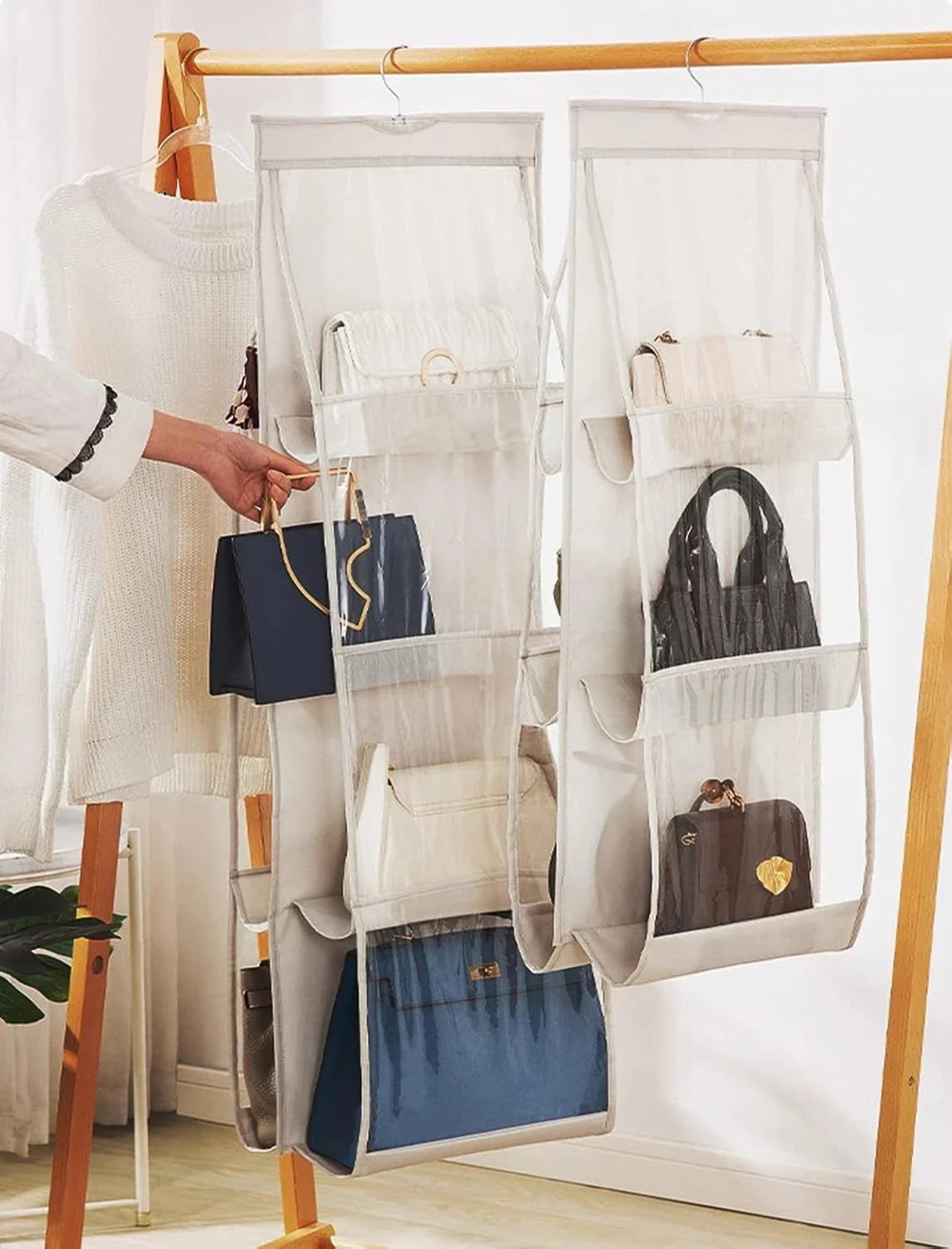 2-piece hanging storage bag Dimensions: 45.7 L x 14.1 W (2 light gray) 07FC0E-D4 - KOEEK [3]
