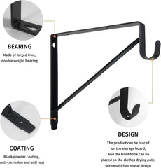 2-piece heavy-duty wardrobe shelf and clothes rail bracket, black steel 07FC0E-D4 - KOEEK [3]