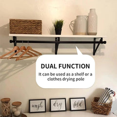 2-piece heavy-duty wardrobe shelf and clothes rail bracket, black steel 07FC0E-D4 - KOEEK [4]