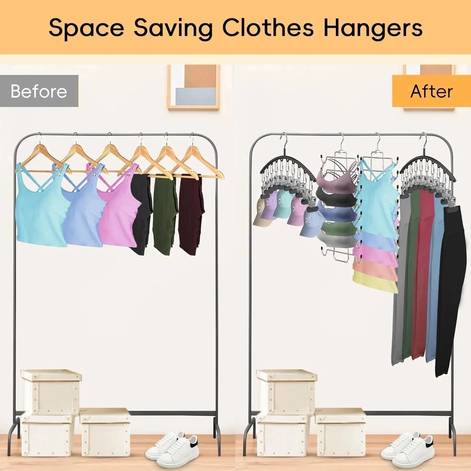 2-piece vest hook and 2-piece leggings storage rack to save space 07FC0E-D4 - KOEEK [6]
