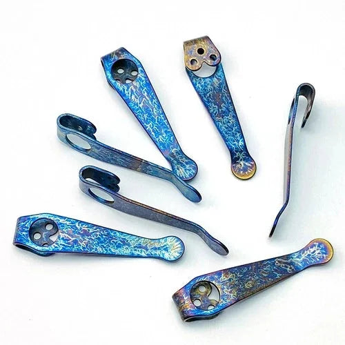2pcs Custom Titanium Deep Carry Pocket Clip for Spyderco Knife PM2 / Para 3 More 07FC0E-D4 - KOEEK [4]