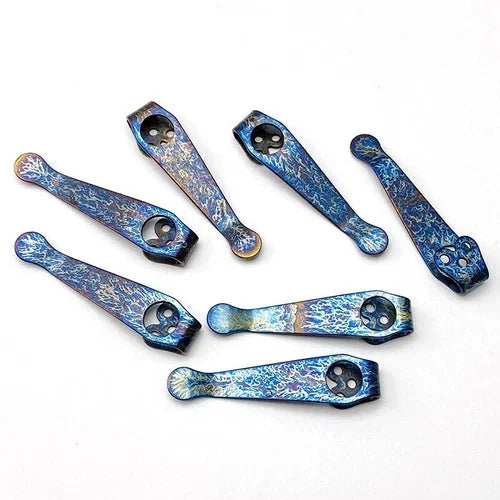 2pcs Custom Titanium Deep Carry Pocket Clip for Spyderco Knife PM2 / Para 3 More 07FC0E-D4 - KOEEK [5]