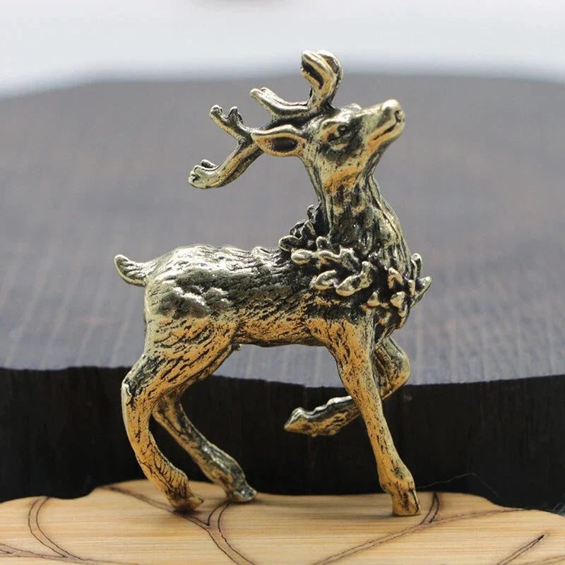 2pcs Solid Brass Deer Figurine Small Statue Home Ornaments Animal Figurines Gift 07FC0E-D4 - KOEEK [3]
