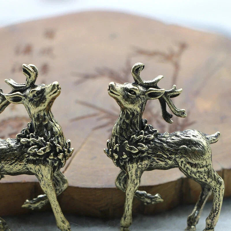 2pcs Solid Brass Deer Figurine Small Statue Home Ornaments Animal Figurines Gift 07FC0E-D4 - KOEEK [6]