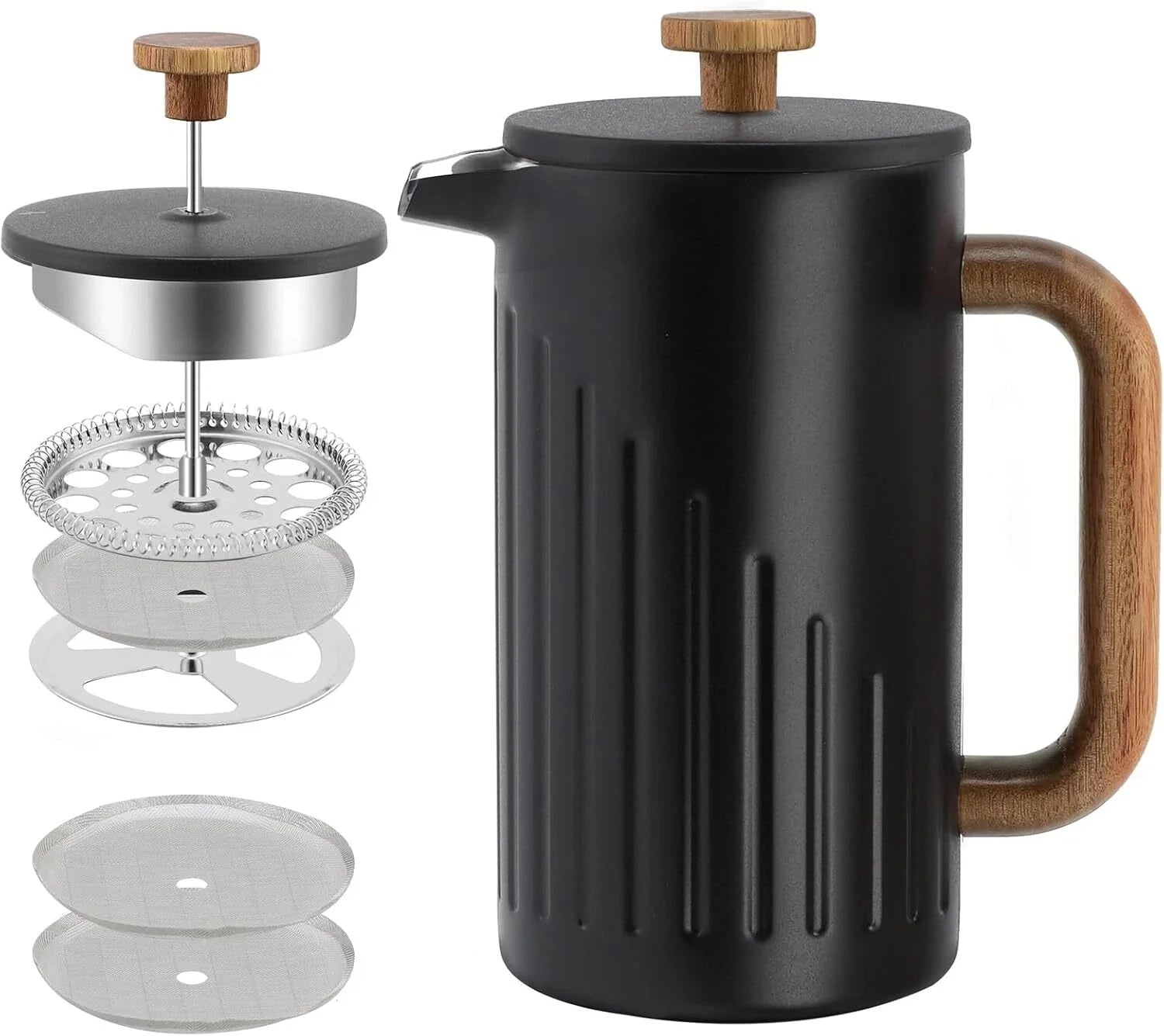 34 oz. French press coffee maker, press with double insulation and dual filters 07FC0E-D4 - KOEEK [1]