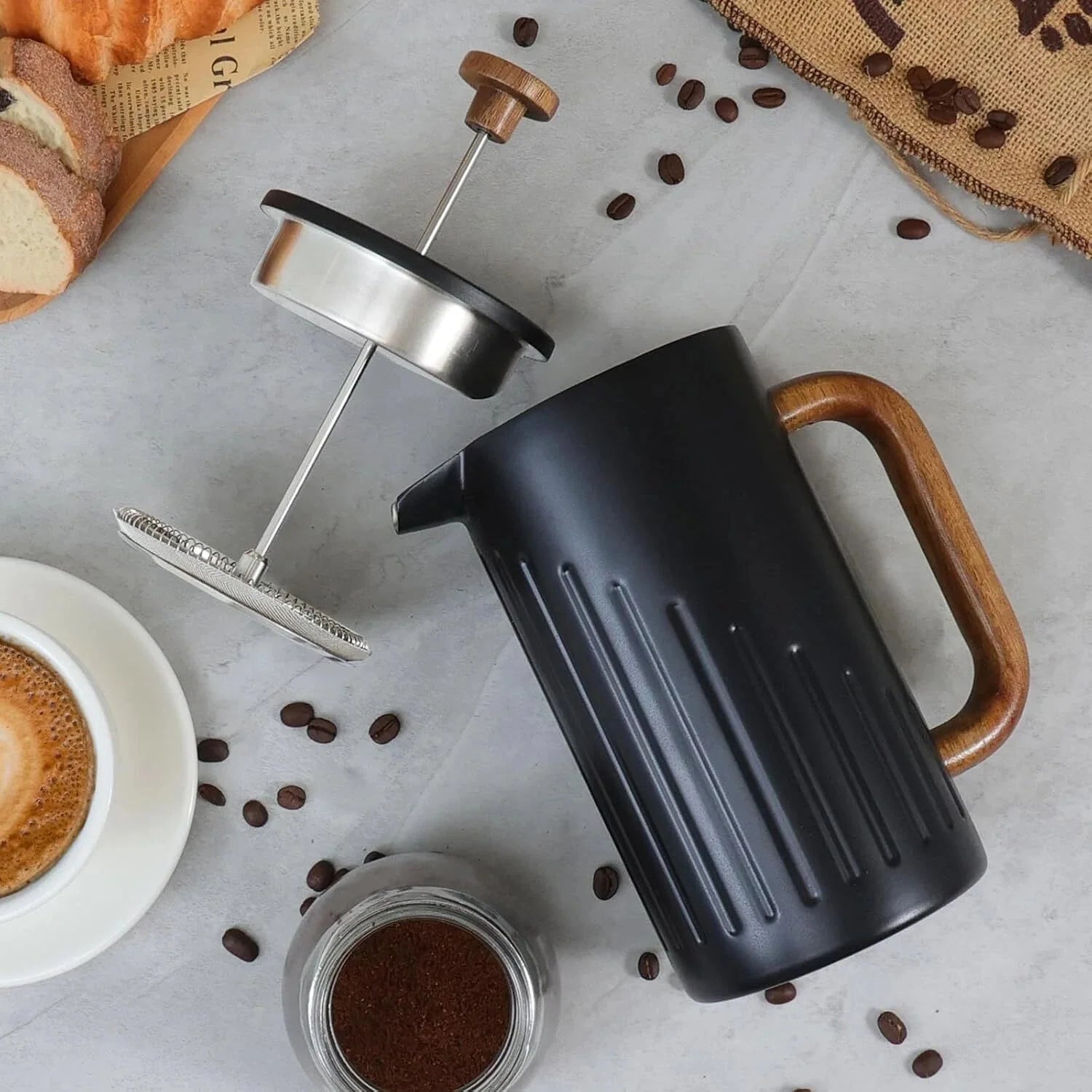 34 oz. French press coffee maker, press with double insulation and dual filters 07FC0E-D4 - KOEEK [7]