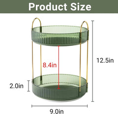 360 Rotating Makeup Organizer,2 Tier Large Capacity Cosmetics Organizers 07FC0E-D4 - KOEEK [2]