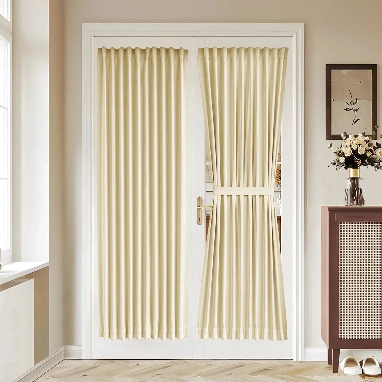 36 wide x 72 long front door curtain panel, 1 piece, light beige 07FC0E-D4 - KOEEK [1]