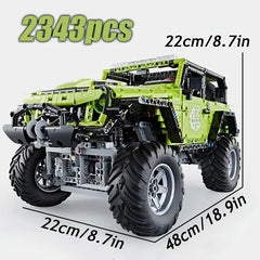 2343pcs Green Super Buggy Building Block Model, ABS Material, Movie Theme, Off-Road Vehicle Replica, DIY Christmas Birthday Gift, Stackable Interlocking Toy, Collectible Display for Living Room Bedroom KOEEK - KOEEK